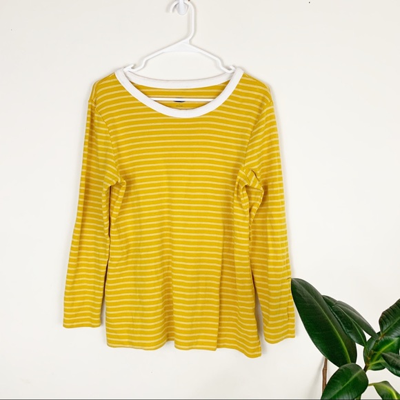 Old Navy | yellow stripe soft crew sweater (L) - Picture 1 of 4